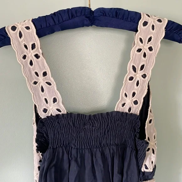 Anthropologie Odille tank top, navy blue w white eyelet lace, size small (2) - Picture 5 of 7